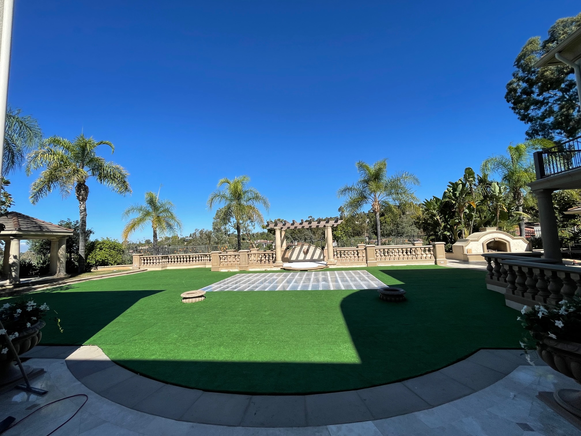 Plexiglass Dance Floor over the pool and leveling the entire